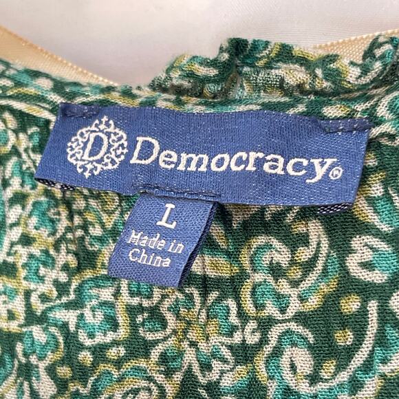 Democracy Midi Dress Women's Large Paisley Floral Puff Sleeve V-Neck Long Sleeve - Picture 4 of 9